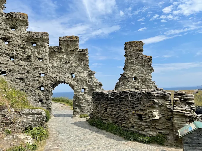 The ruined walls of Tintagel Castle above the Atlantic