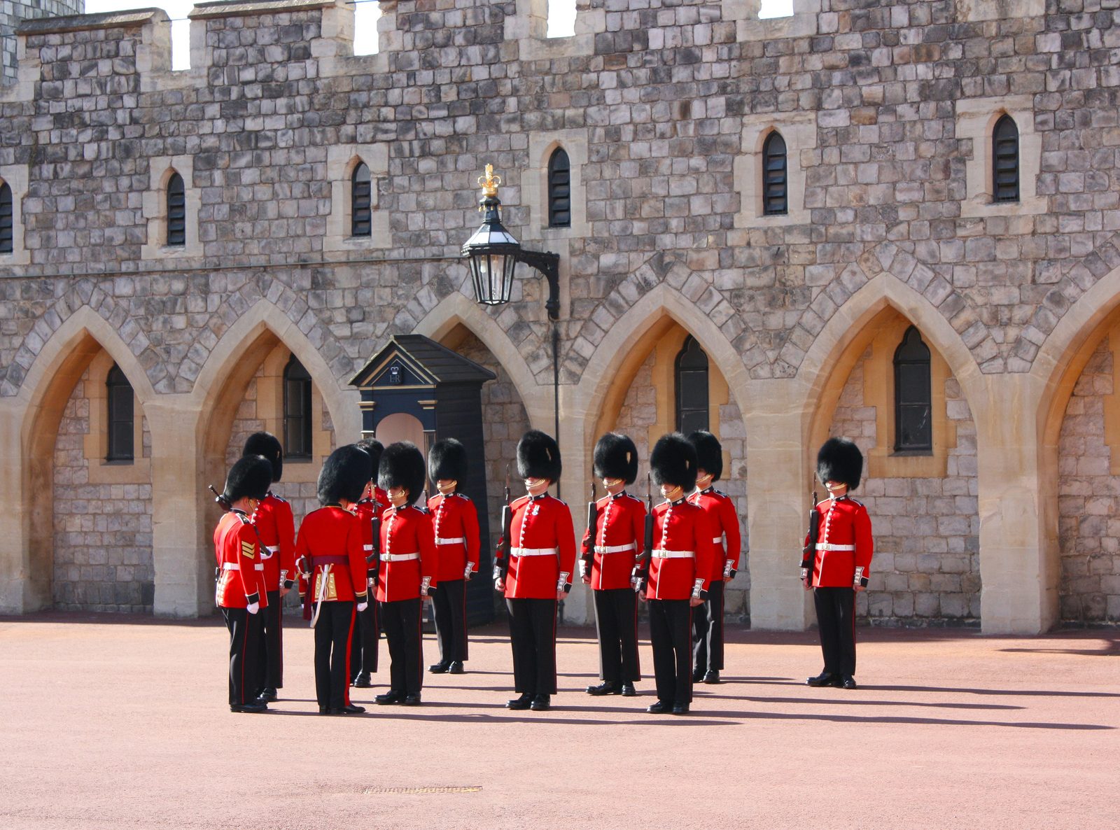 Changing of the Guard in the quadrangle at Windsor Castle